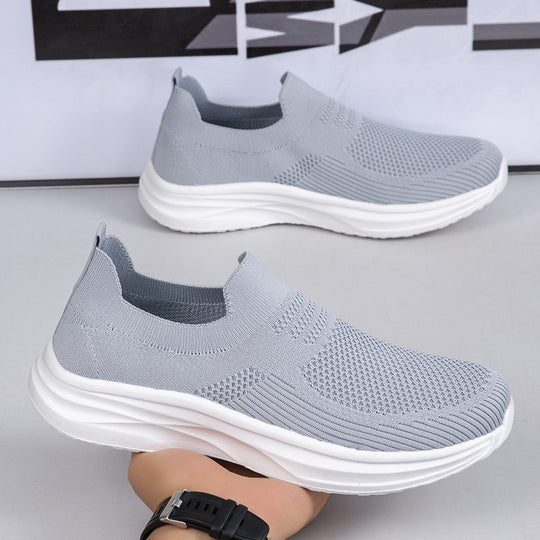 Damen nan gestrickter Sockensneaker mit stoßdämpfender Keilsohle und nahtlosem Slip-On EB