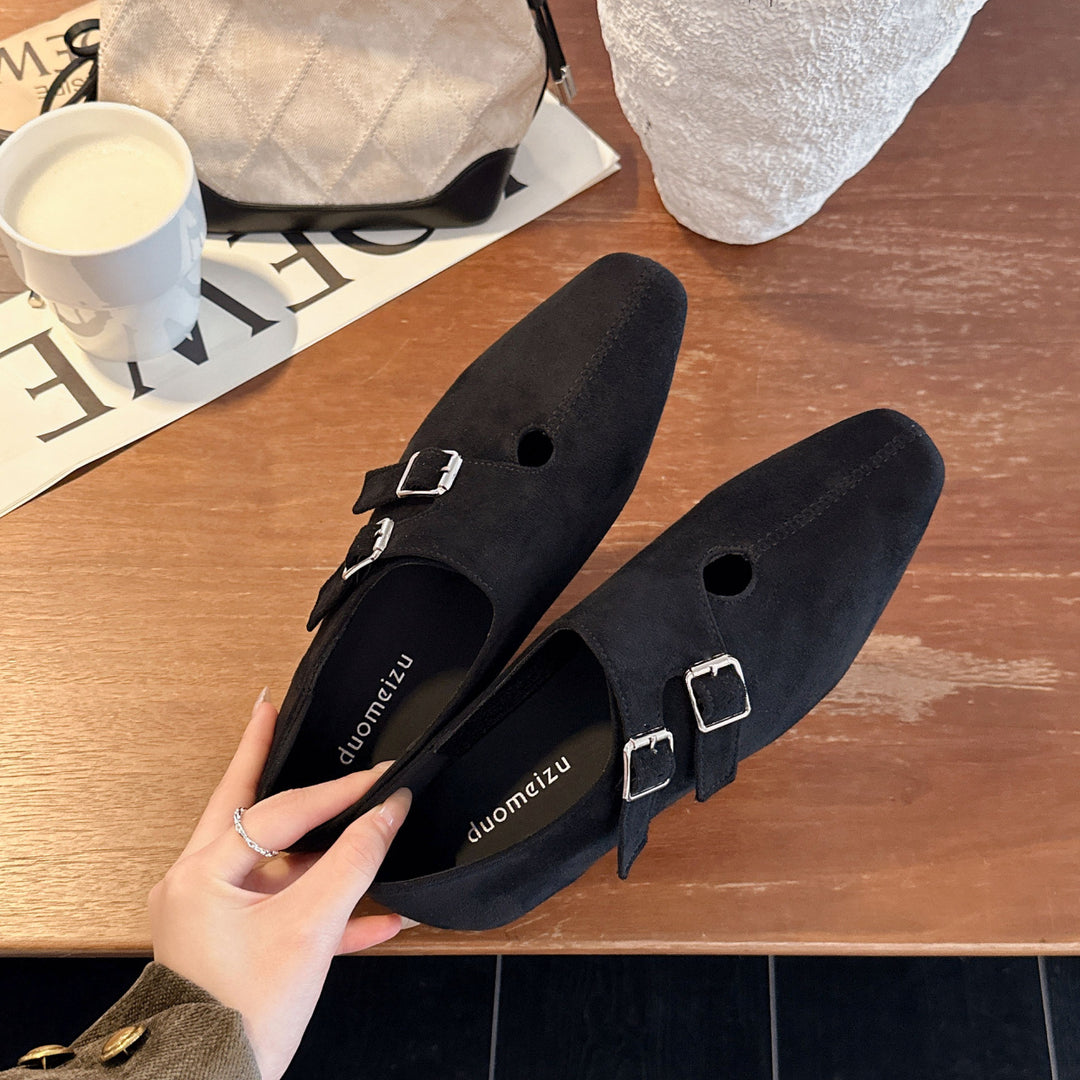 Damen elegante Mokassins mit dekorativen Schnallen EB