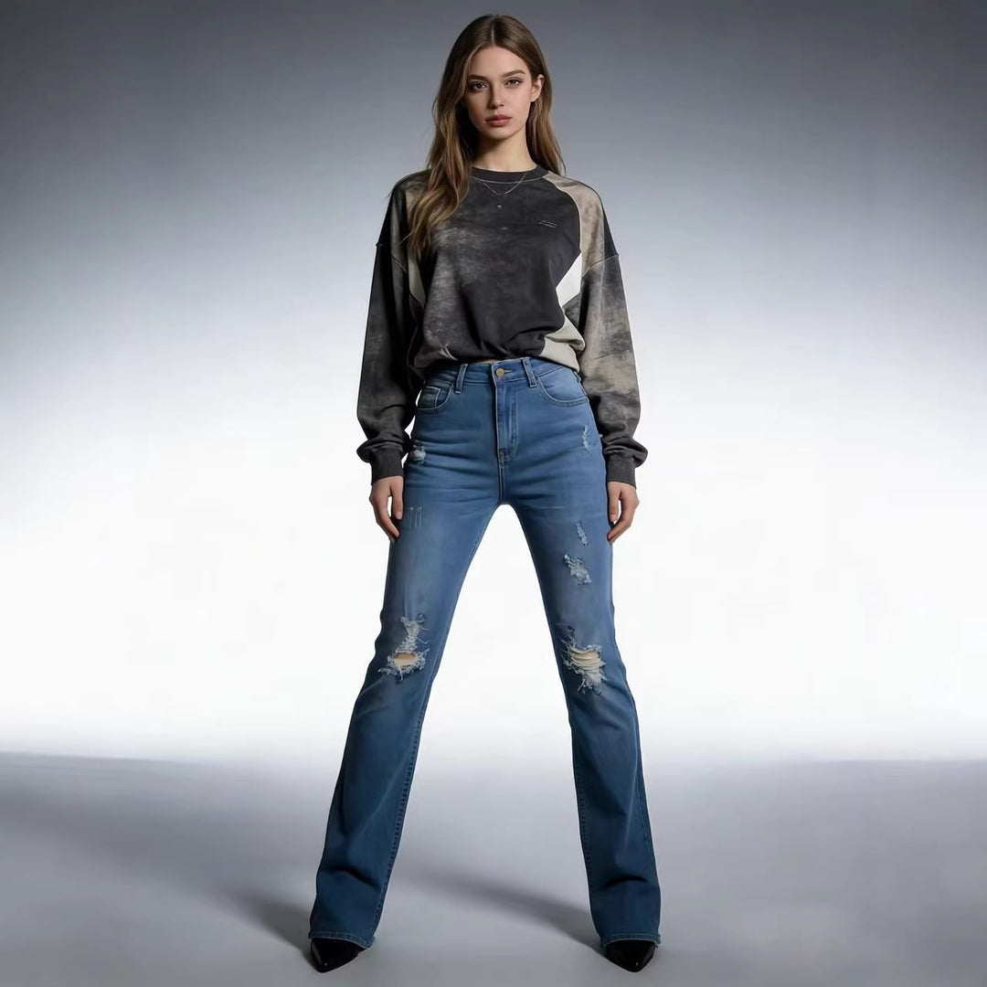 Damen lässige Skinny-Jeans im modernen Destroyed-Look EB