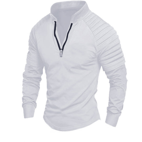 Herren nan Slim-Fit Troyer mit gesteppter Schulterpasse und halbem Reißverschluss EB