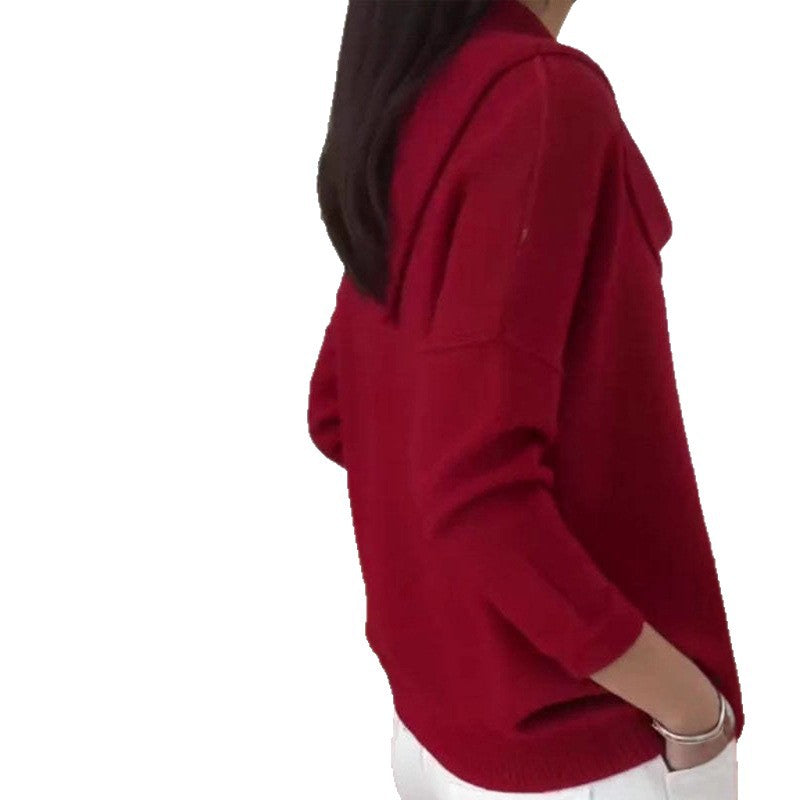 Damen nan schimmernder Strickpullover mit Wasserfallkragen, feiner Glitzerstruktur und schmalem Saum EB
