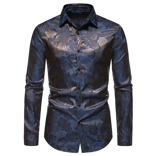 Herren Hemd mit floralen Prägungen und elegantem Glanz EB