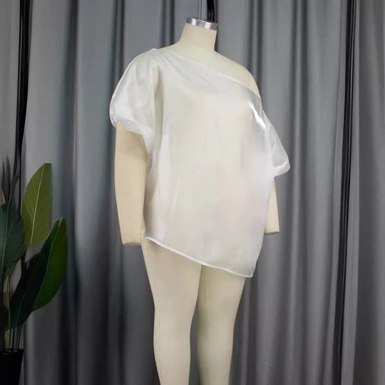 Damen Transparente Chiffon-Bluse EB