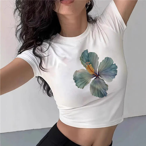 Damen Crop-T-Shirt mit floralem Design EB