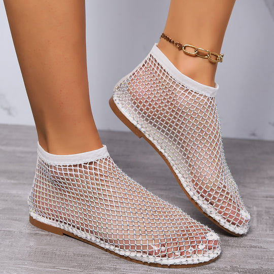 Damen Netzsandalen mit funkelnden Applikationen und elastischem Knöchelbereich EB