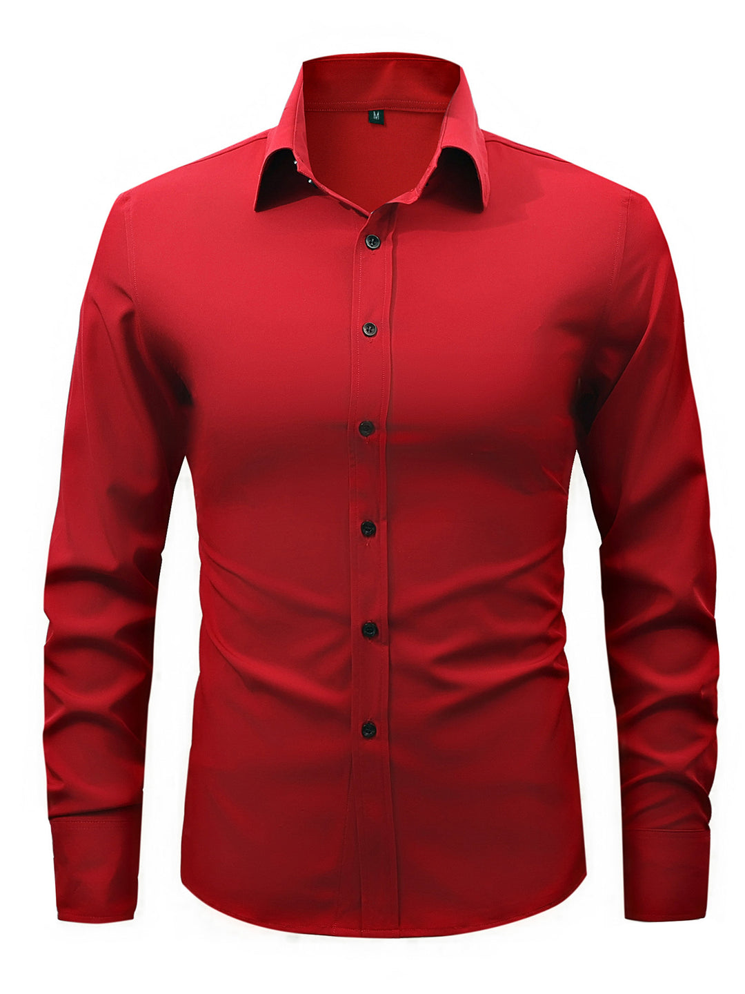 Men's  slim fit long sleeve stretch cotton dress shirt with spread collar EB