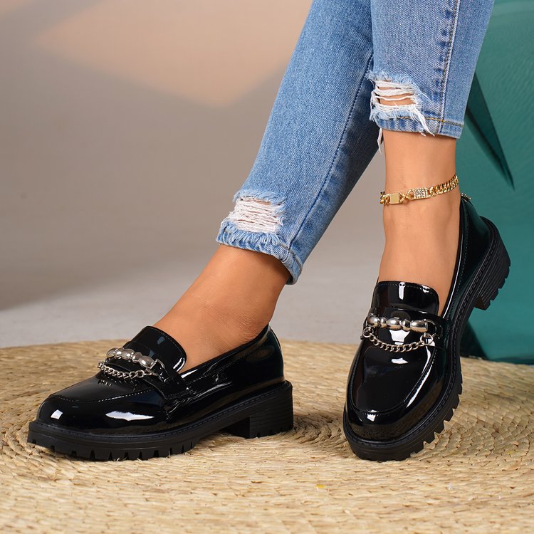 Damen Elegante Loafer mit dekorativem Schleifendetail EB
