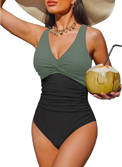 Damen Eleganter Einteiler Badeanzug mit modischem Twist EB