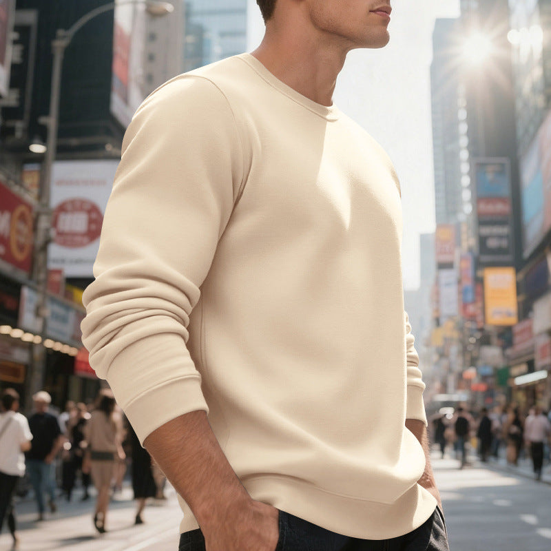 Herren lässiger Rundhals-Sweatshirt aus hochwertigem Baumwollmix mit strukturiertem Material EB