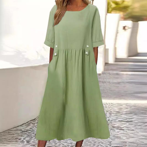 Damen unkompliziertes Sommerkleid mit praktischen Taschen und einem lockeren Schnitt EB