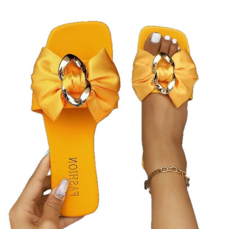 Damen eleganten und bequemen Riemchensandalen mit modischer Schleifenverzierung EB