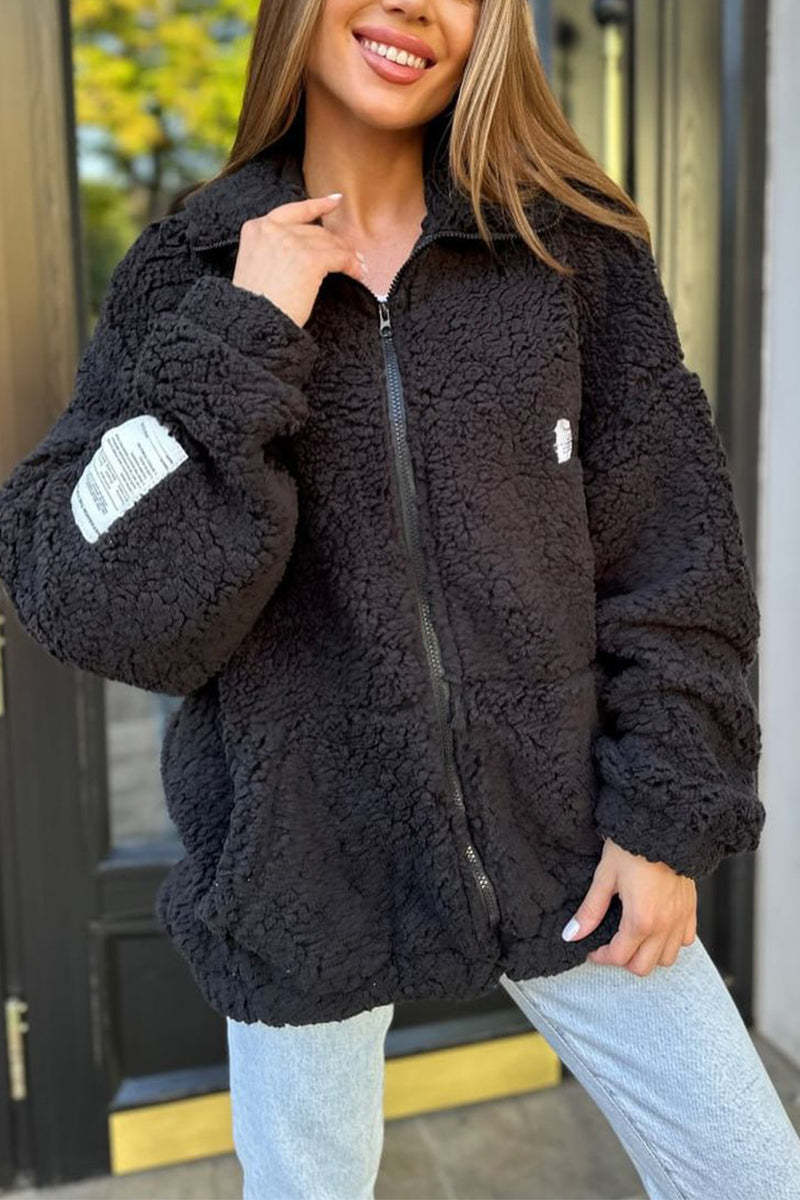 Damen Fleecejacke mit weichem Innenfutter und hoher Kragen EB