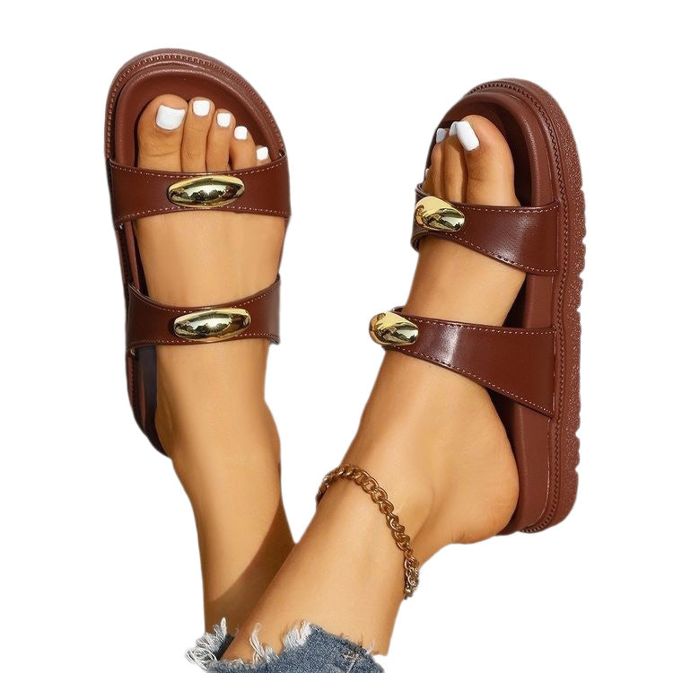 Damen Crossover-Sandalen mit goldenen Details EB