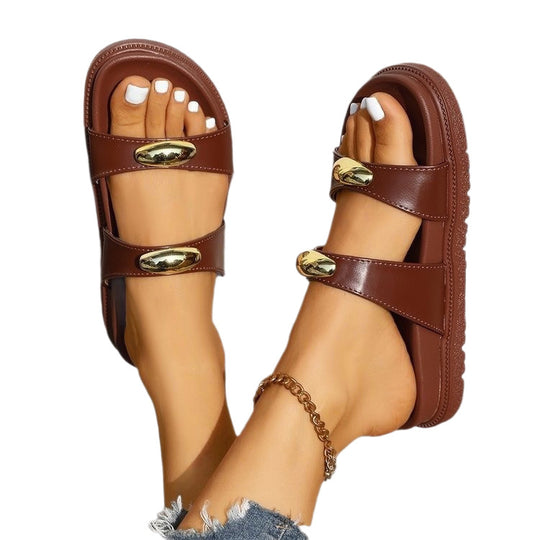Damen Crossover-Sandalen mit goldenen Details EB