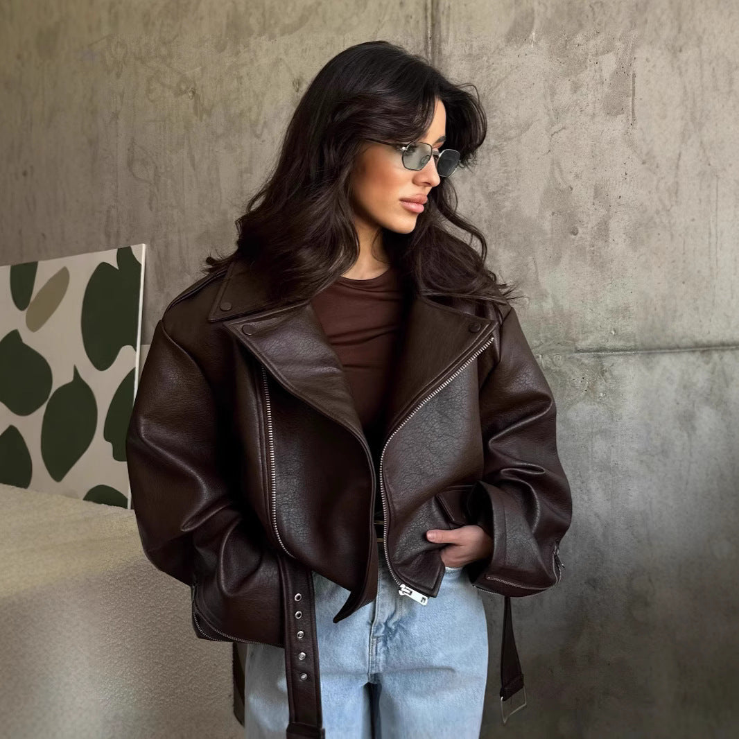 Damen Oversize jacke mit Taillengürtel EB
