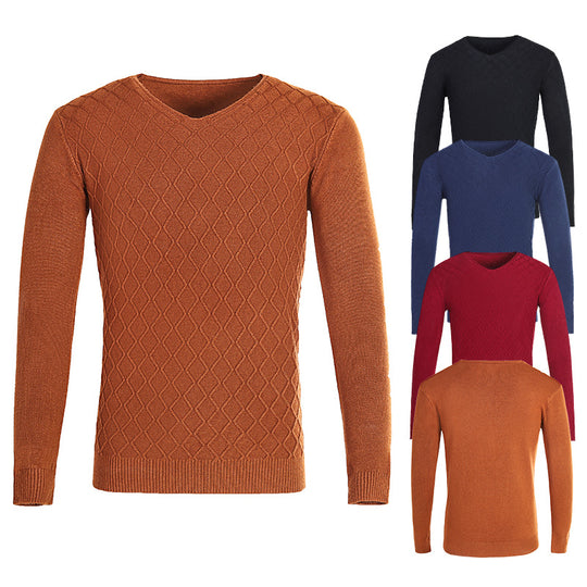 Herren V-Ausschnitt Pullover mit Strukturmuster EB
