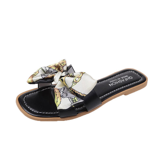 Damen Slide-Pantoletten mit dekorativem Schleifen-Design EB
