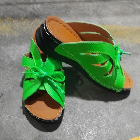 Damen Komfortable Riemchensandalen mit dekorativem Schleifen-Design EB
