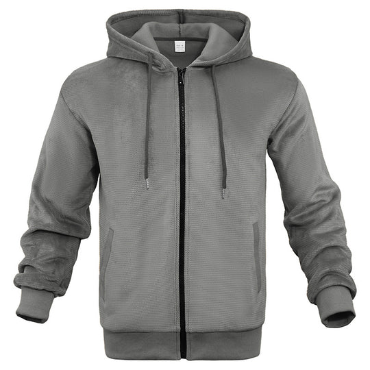 Herren sportliche Kapuzenjacke aus atmungsaktivem Material mit seitlichen Reißverschlusstaschen EB