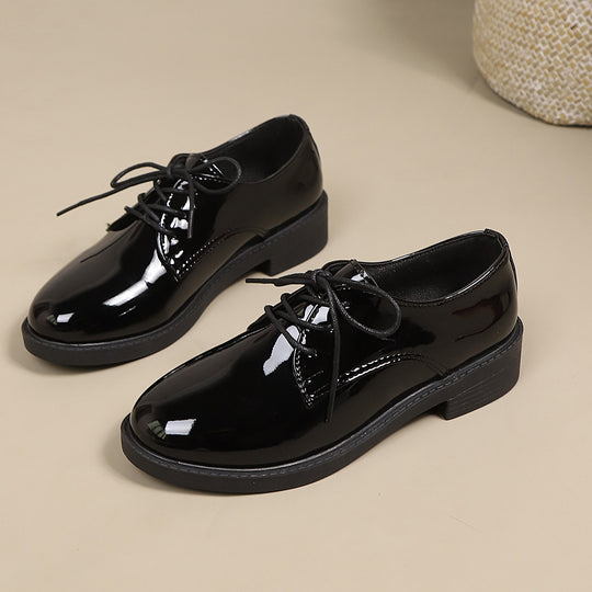 Damen klassische Schnürschuhe mit glänzender Oberfläche EB