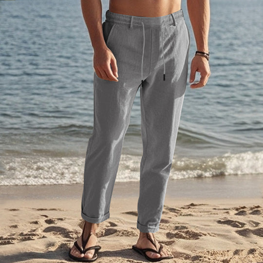 Herren lässige Freizeithose mit elastischem Bund und seitlichen Taschen EB