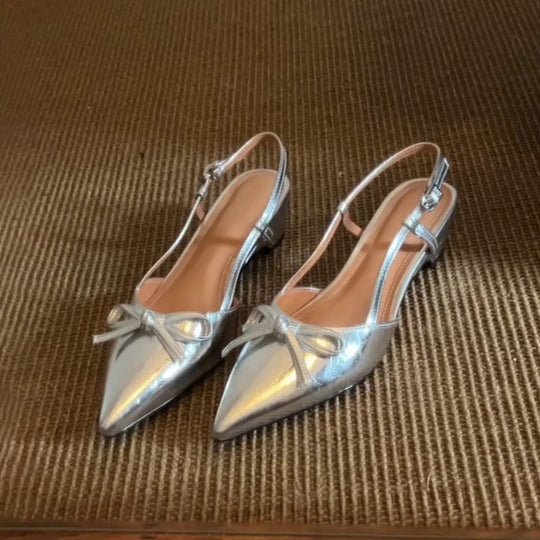 Damen elegante Slingback-Pumps mit dekorativem Schleifenakzent EB