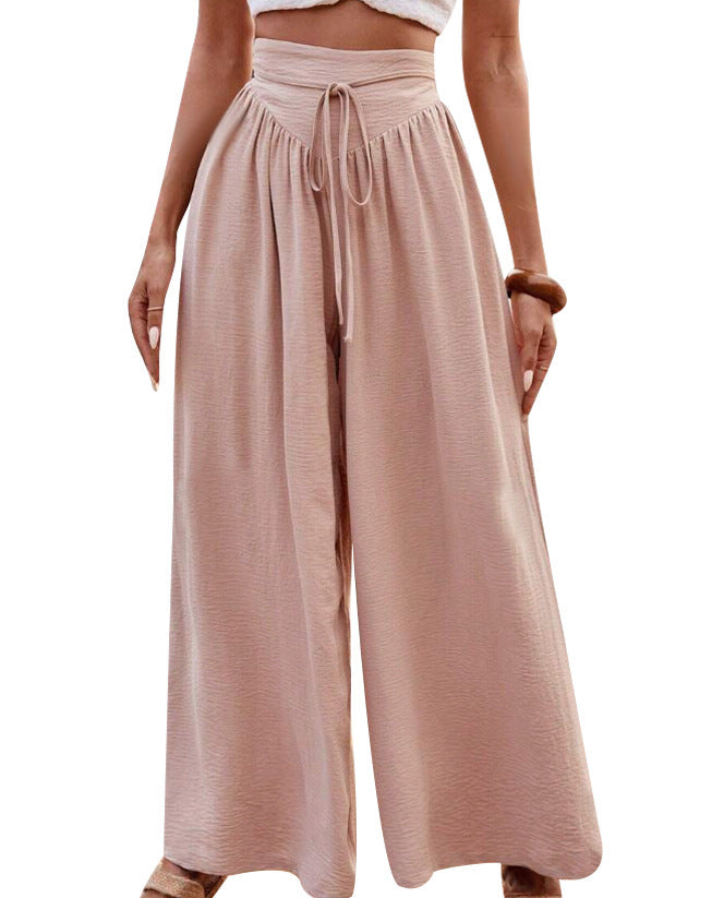 Damen Weite High-Waist-Hose mit elastischem Bund und praktischen Taschen EB