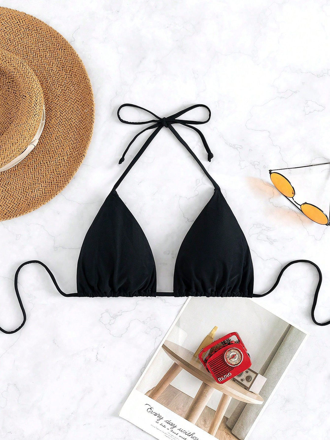 Damen Triangel-Bikini mit verstellbaren Bändern und elastischem Taillenbund EB