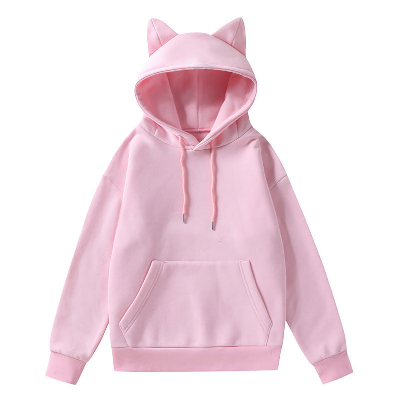 Damen Kapuzenpullover mit Katzenohren und weichem Innenfutter EB