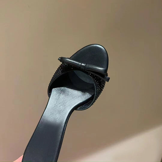 Damen elegante Slides mit Strassapplikationen EB