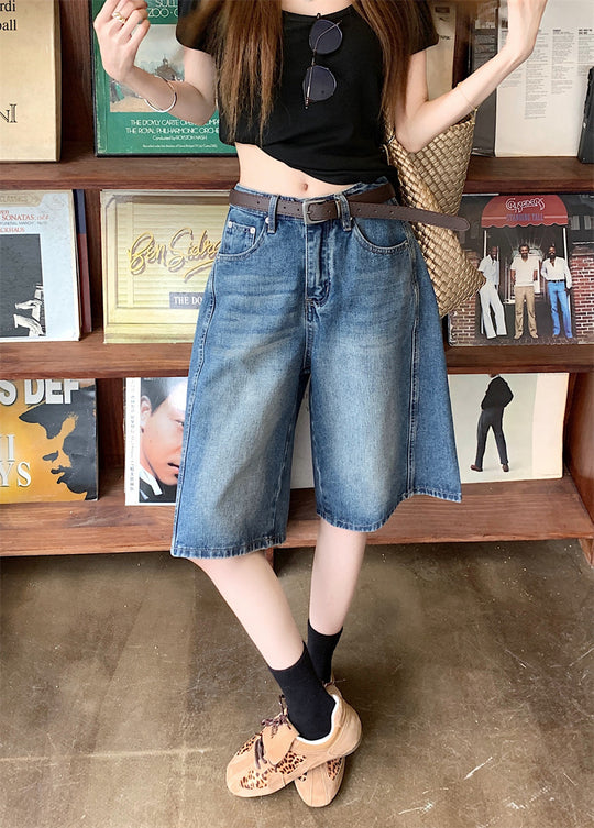 Damen weite Denim-Shorts im modernen Design mit praktischen Taschen EB