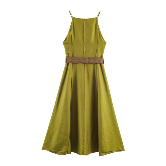 Damen Trägerkleid mit elegantem Schnitt und praktischem Taillengürtel EB