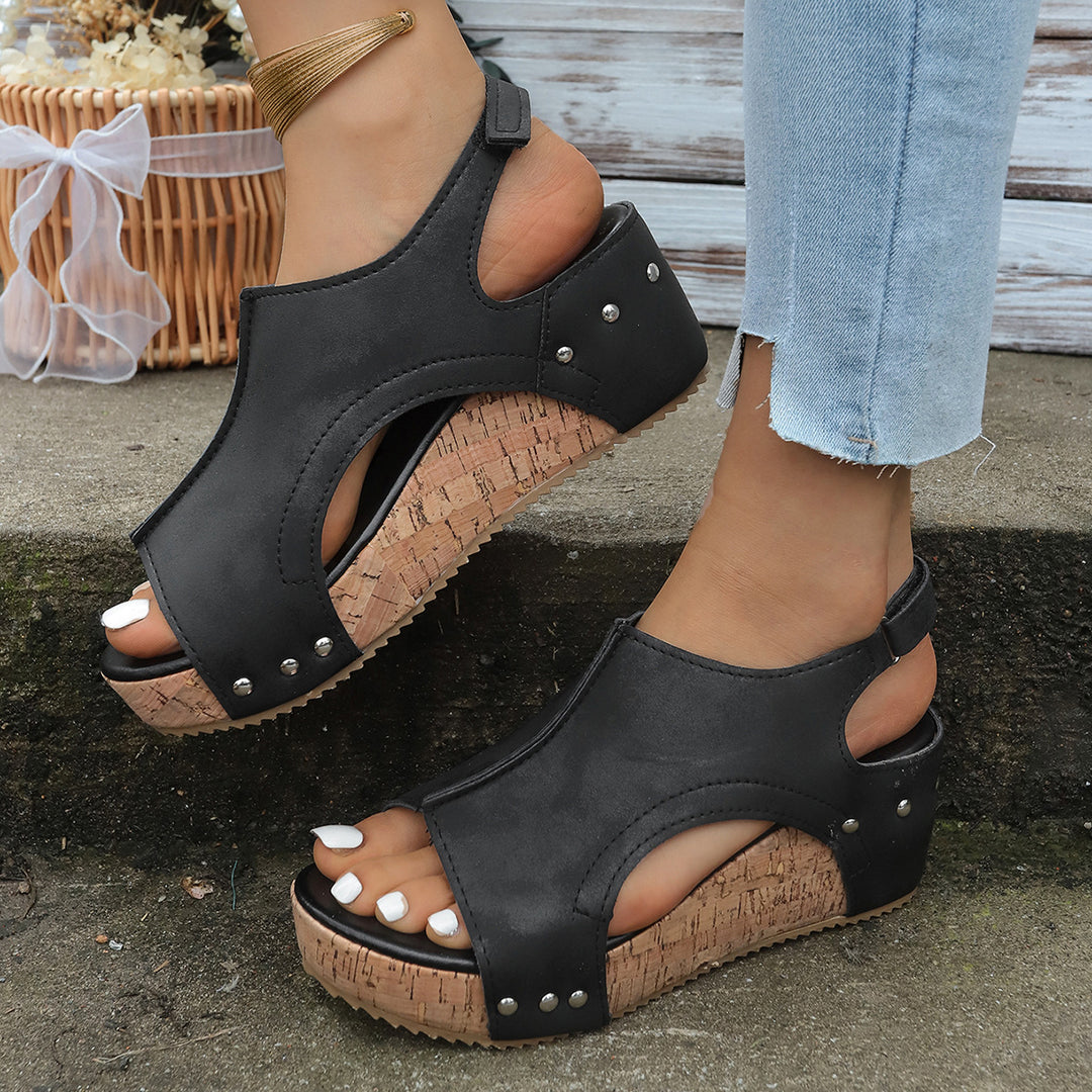 Damen Keil-Sandalen mit modischem Schliff und hochwertiger Korksohle EB
