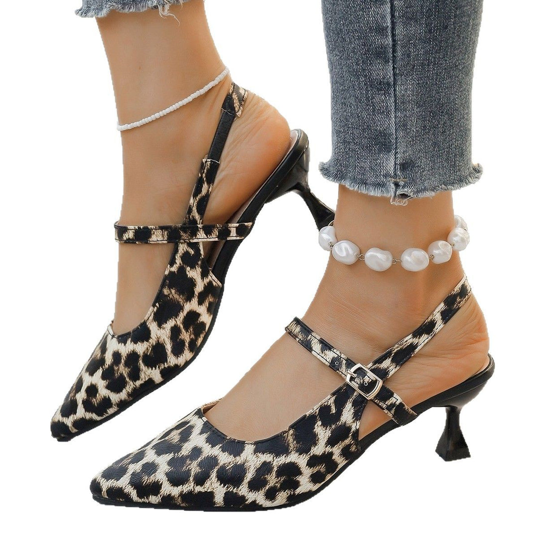 Damen elegante Slingback-Pumps mit Leoprint EB