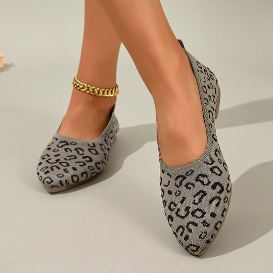 Damen Ballerinas mit elegantem Leopardenmuster und weichem Fußbett EB