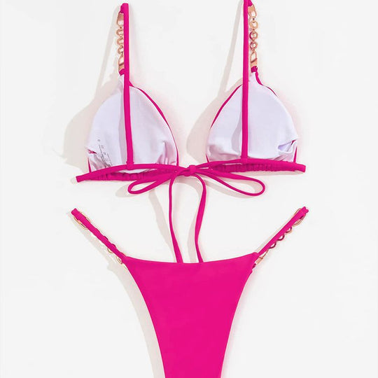 Damen Triangel-Bikini mit dekorativen Kettendetails EB