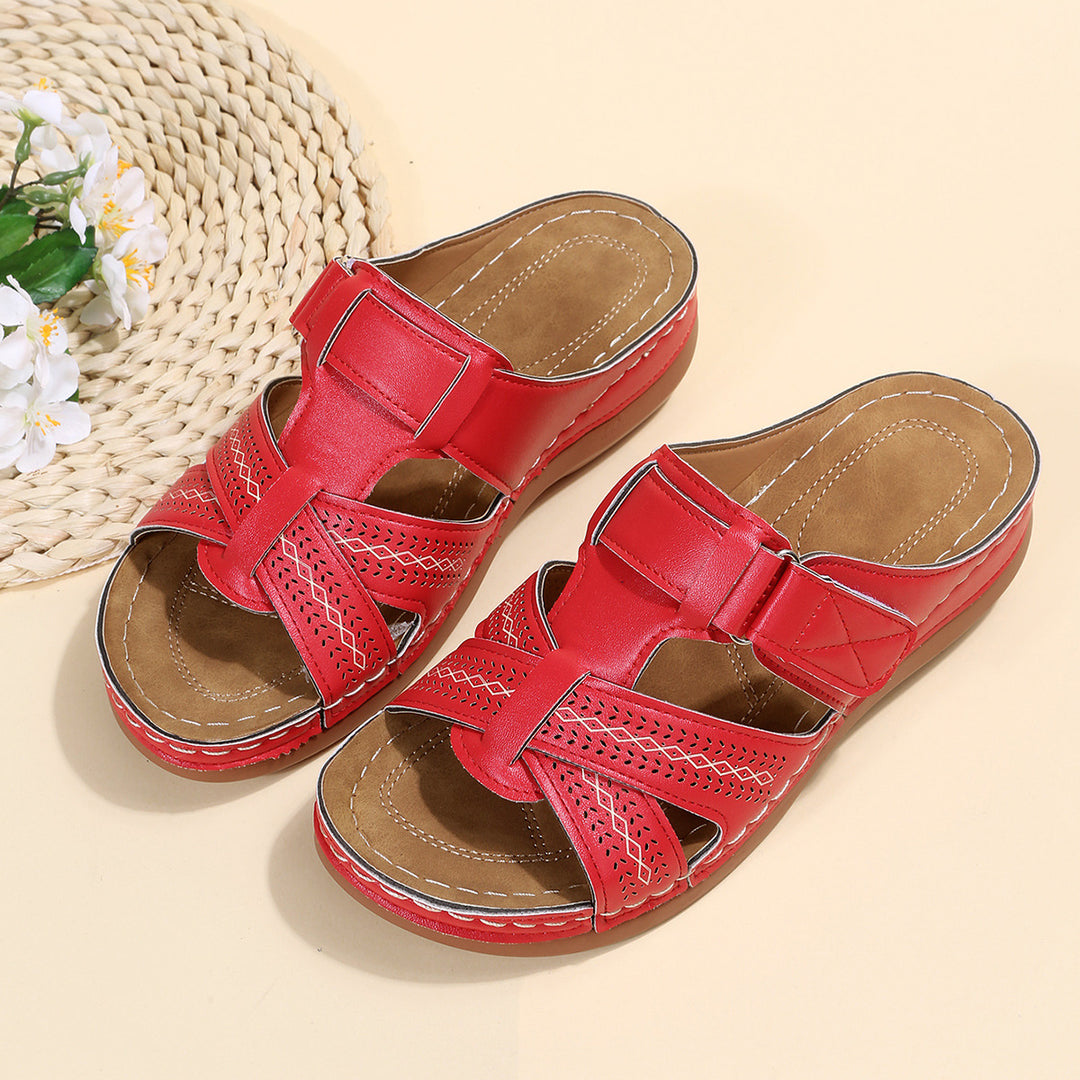 Damen Komfortable Sandalen mit atmungsaktiven Riemen und verstellbarem Verschluss EB