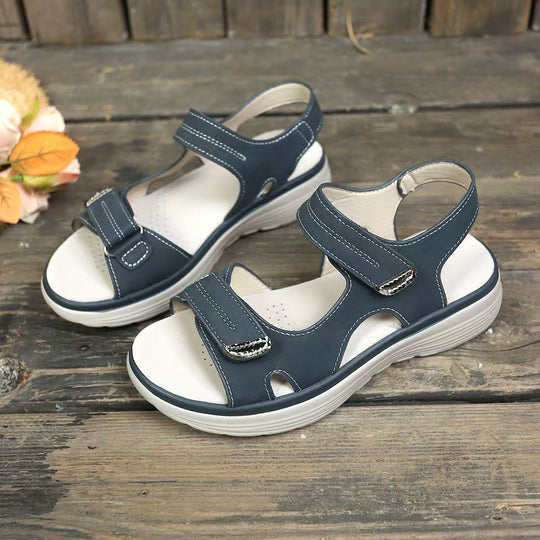 Damen Komfortable Riemensandalen mit verstellbarem Klettverschluss und ergonomischer Sohle EB
