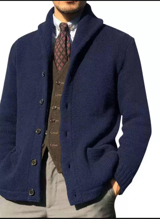 Herren Strickjacke im modernen Casual-Stil mit Schalkragen EB