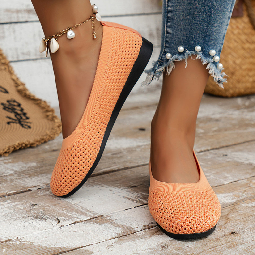 Damen atmungsaktive Ballerinas im eleganten Strickdesign EB