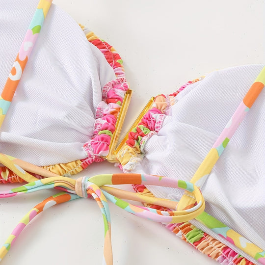 Damen Bandeau-Bikini mit verspieltem Rüschen-Design EB