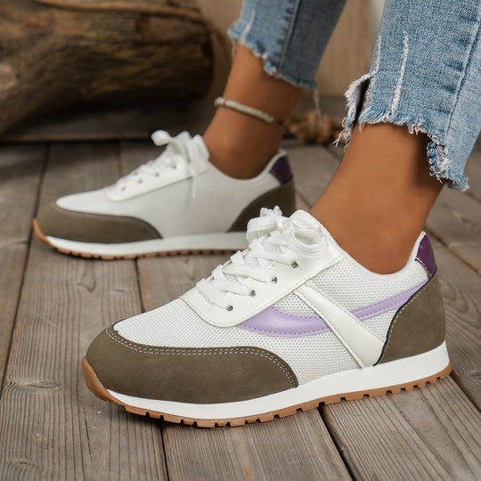 Damen  leichte Retro-Lauf-Sneaker mit verstärkter Zehenkappe, atmungsaktivem Mesh-Obermaterial und profilierter Gummilaufsohle EB