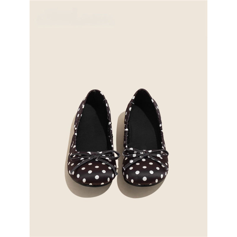 Damen Ballerinas mit punktiertem Design und zierlicher Schleifenapplikation EB