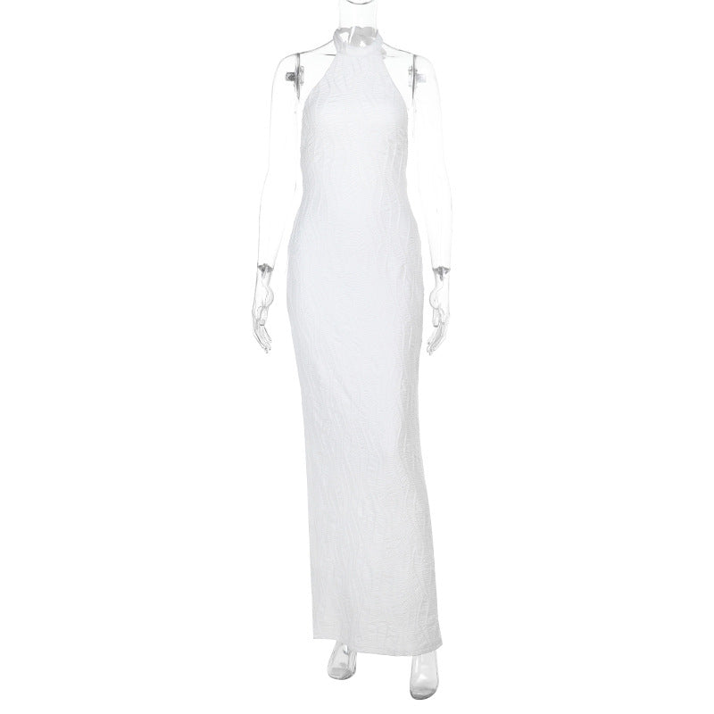 Damen elegantes Maxikleid mit schmalem Schnitt und hochgeschlossenem Design EB