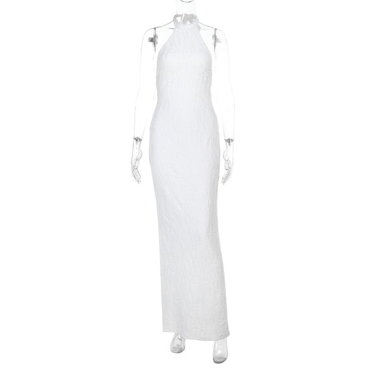 Damen elegantes Maxikleid mit schmalem Schnitt und hochgeschlossenem Design EB