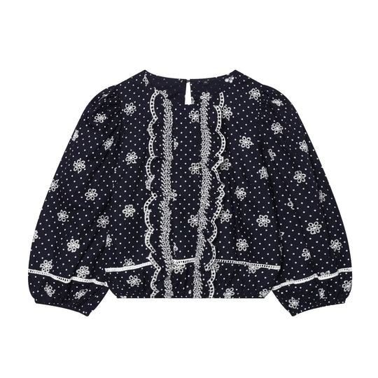 Damenbluse mit feinen Spitzen- und Rüschendetails EB
