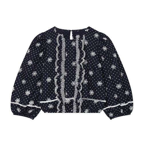 Damenbluse mit feinen Spitzen- und Rüschendetails EB