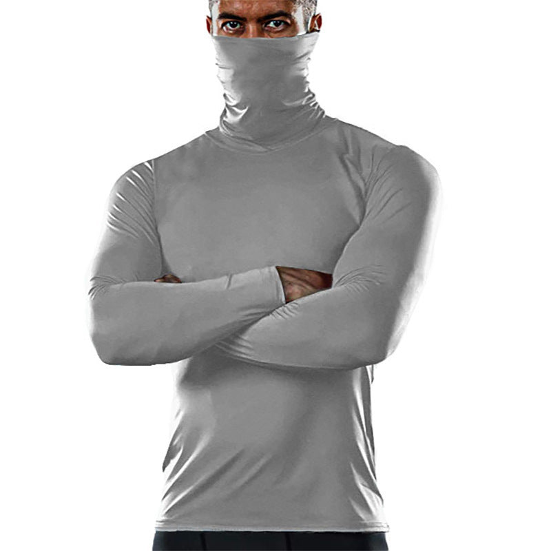 Herren funktionales Langarmshirt mit hohem Kragen und feuchtigkeitsregulierendem Material EB