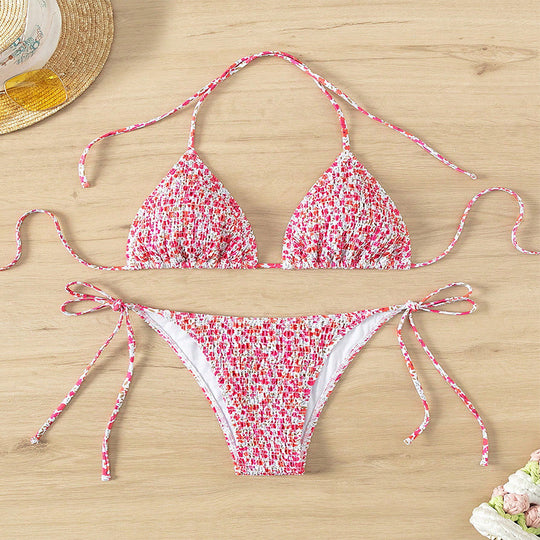 Damen Triangel-Bikini mit verstellbaren Trägern und klassischen Schnürdetails EB