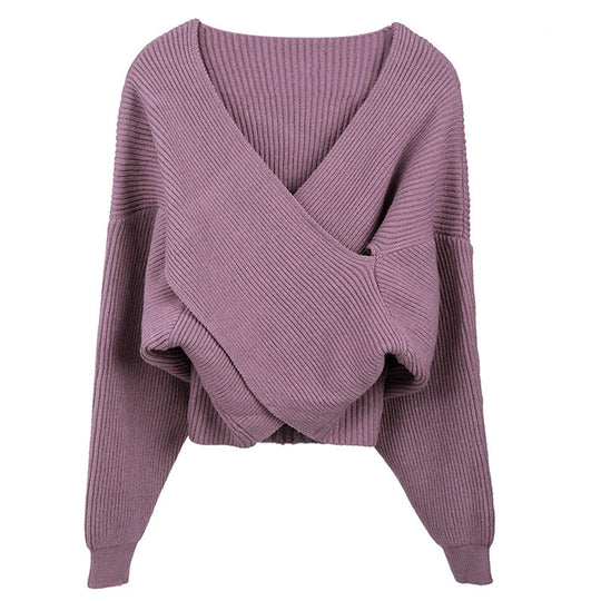 Damen Wickelpullover aus feinem Strickmaterial mit modernem Schnitt EB